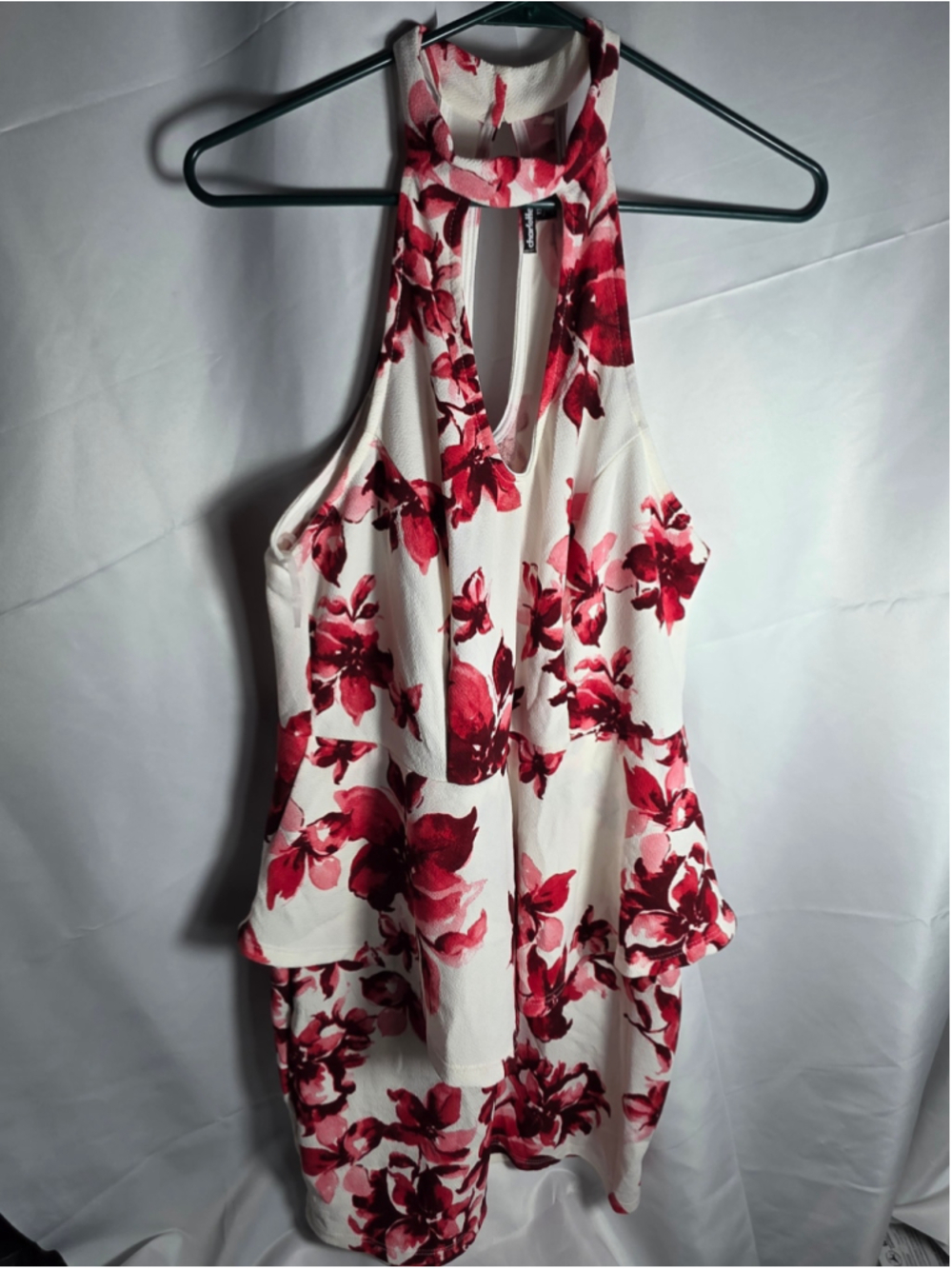 Women's Charlotte Russe Floral dress White Red Size 1X feminine trendy tropical